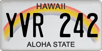HI license plate YVR242