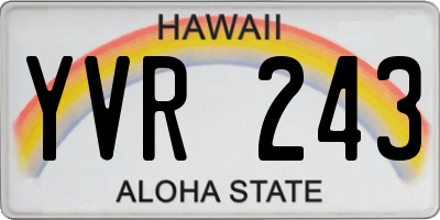 HI license plate YVR243