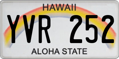 HI license plate YVR252