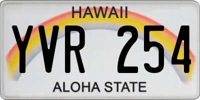 HI license plate YVR254