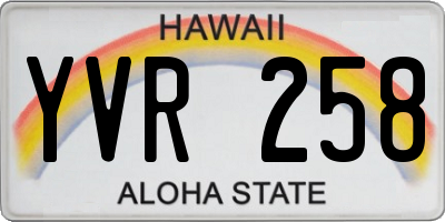 HI license plate YVR258