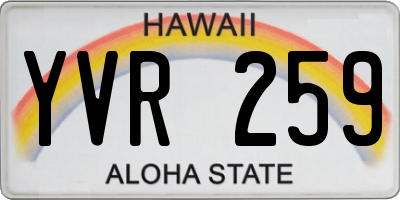 HI license plate YVR259