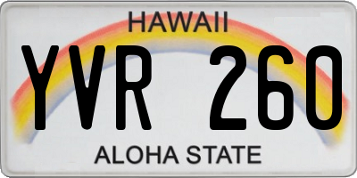 HI license plate YVR260