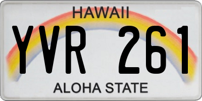HI license plate YVR261