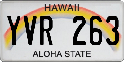 HI license plate YVR263