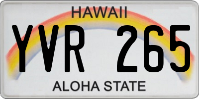 HI license plate YVR265