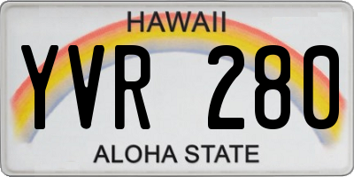 HI license plate YVR280
