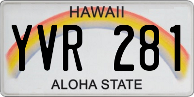HI license plate YVR281