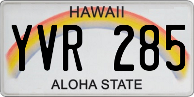 HI license plate YVR285