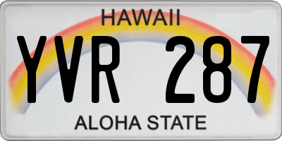 HI license plate YVR287
