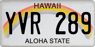 HI license plate YVR289