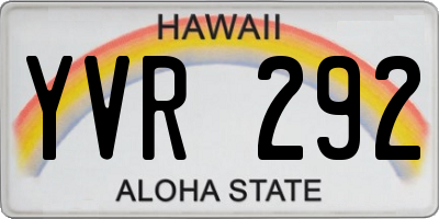 HI license plate YVR292