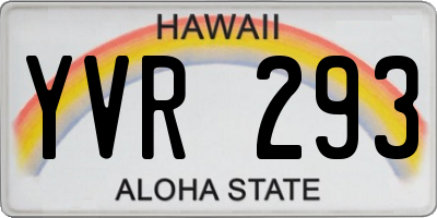 HI license plate YVR293