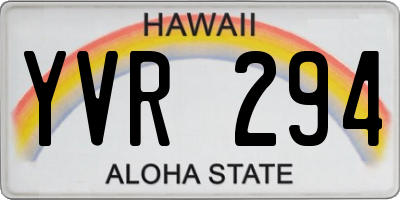 HI license plate YVR294