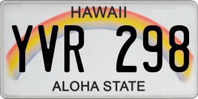HI license plate YVR298