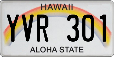 HI license plate YVR301