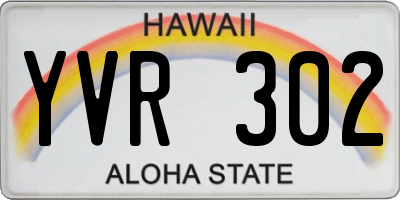 HI license plate YVR302
