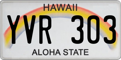 HI license plate YVR303