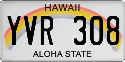 HI license plate YVR308