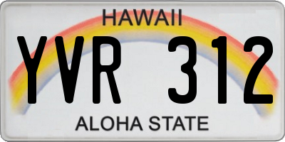 HI license plate YVR312