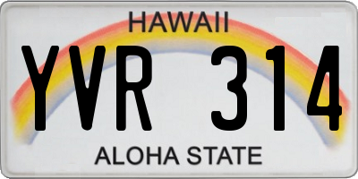 HI license plate YVR314
