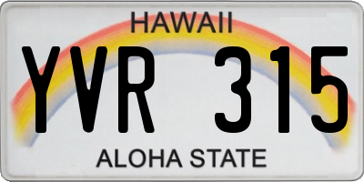 HI license plate YVR315
