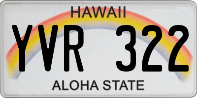 HI license plate YVR322