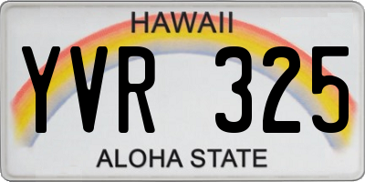 HI license plate YVR325