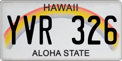 HI license plate YVR326