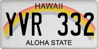 HI license plate YVR332