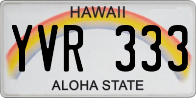 HI license plate YVR333