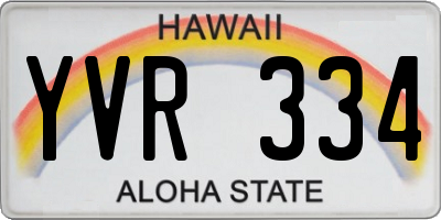 HI license plate YVR334