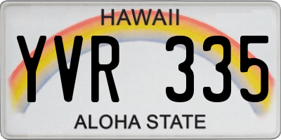 HI license plate YVR335