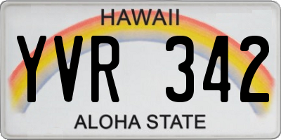 HI license plate YVR342