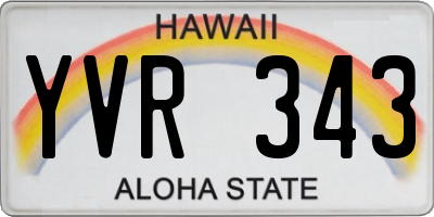 HI license plate YVR343