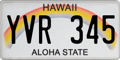 HI license plate YVR345
