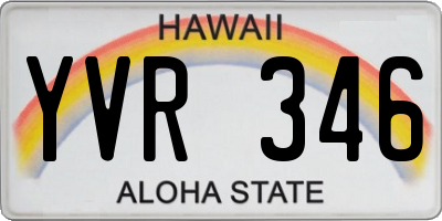 HI license plate YVR346