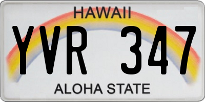 HI license plate YVR347