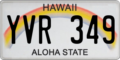 HI license plate YVR349