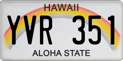 HI license plate YVR351