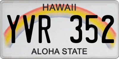 HI license plate YVR352