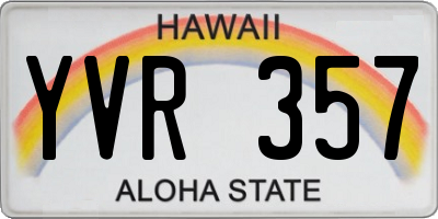 HI license plate YVR357
