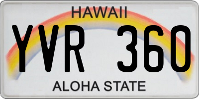 HI license plate YVR360