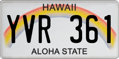 HI license plate YVR361