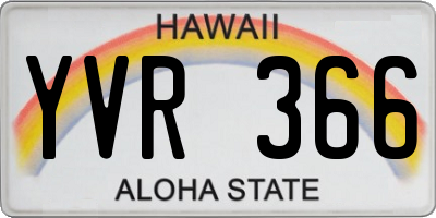 HI license plate YVR366