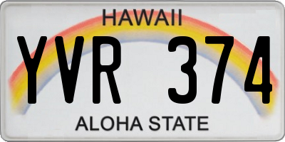 HI license plate YVR374