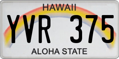 HI license plate YVR375