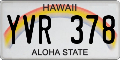 HI license plate YVR378