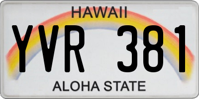 HI license plate YVR381