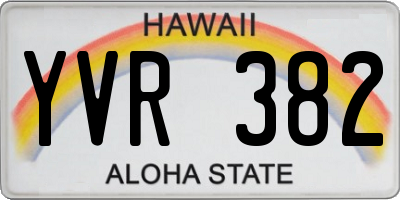 HI license plate YVR382